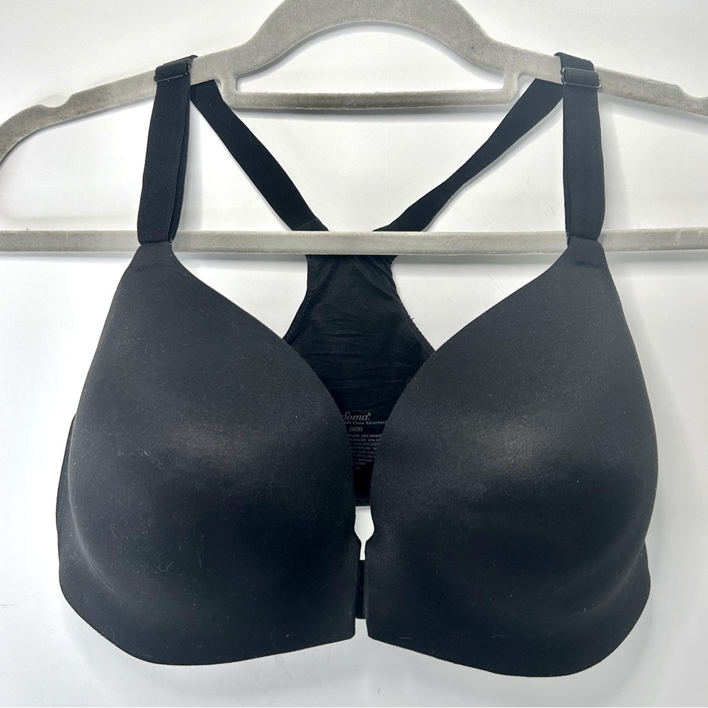 SOMA Enbliss Front Close Racerback Black Adjustable Strap Bra 36DD